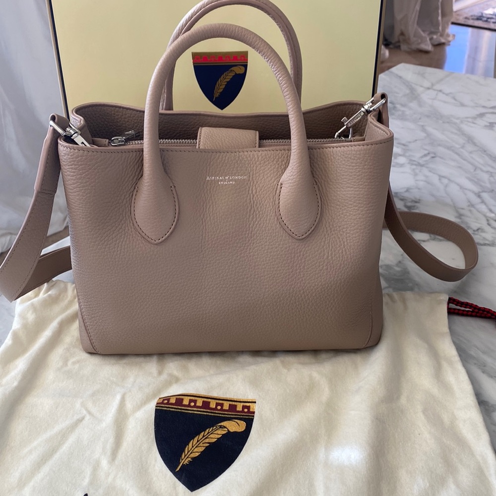 Aspinal of London luxury Tote in soft taupe for $375!